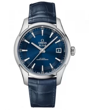 Image of Omega De Ville Hour Vision Automatic Blue Dial Blue Leather Mens Watch 433.33.41.21.03.001 433.33.41.21.03.001