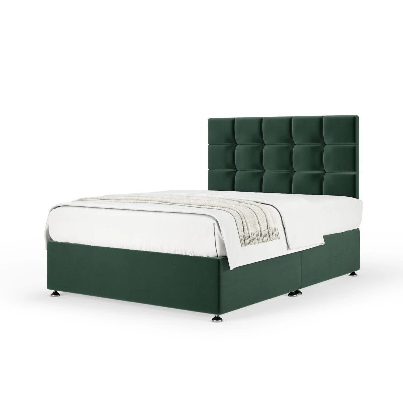 Image of Bedmaster Bedmaster Plush Velvet Divan Base And Square Headboard in Emerald Size: King Emerald King Unisex 7867870871818