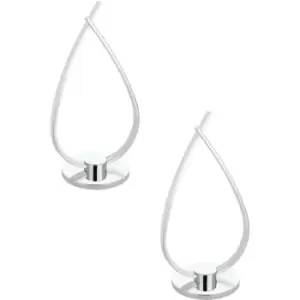 Image of 2 PACK Table Lamp Colour Aluminium Chrome Plated Shade White Plastic LED 14W