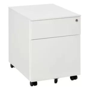 Image of Vinsetto Vertical File Cabinet Steel Lockable with Pencil Tray and Casters Home Filing Furniture for A4, Letters and Legal-sized Files, White
