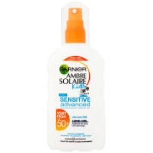 Image of Garnier Ambre Solaire Kids Sensitive Sun Cream Spray SPF 50+ 200ml
