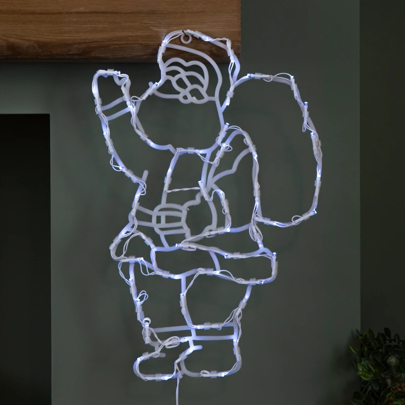 Image of 44cm Battery Powered Light up Hanging Christmas Santa with White Multi-Action LEDs
