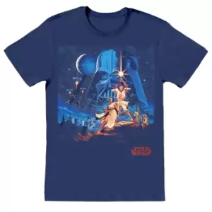 Image of Star Wars Unisex Adult Poster T-Shirt (M) (Navy)