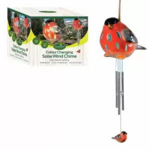Image of Gardenkraft Solar Bullfinch Wind Chime Light - Red