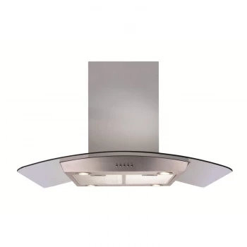 Image of CDA 90cm Curved Glass Island Cooker Hood - Stainless Steel