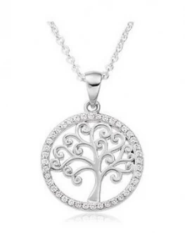Image of Beaverbrooks Silver Cubic Zirconia Tree Pendant