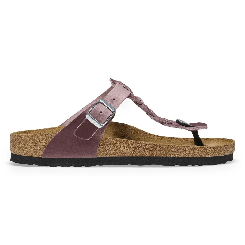 Image of Birkenstock Womens waxed leather flip-flops Birkenstock Gizeh Violet Female 38 Etroit