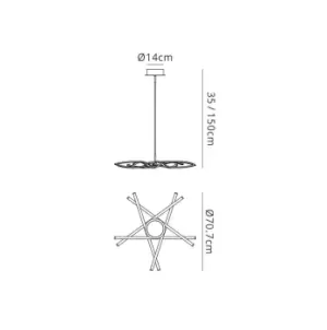 Image of Aire Ceiling Pendant 69cm Round 42W 3000K, 3700lm, Dimmable Silver, Frosted Acrylic, Polished Chrome