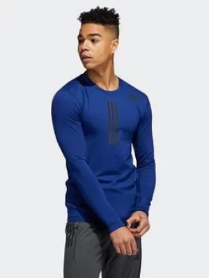 Image of adidas Compression Warm Long-sleeve Top, Blue, Size L, Men