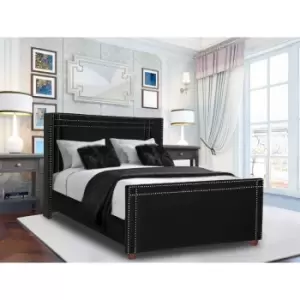 Image of Cubica Bed Single Plush Velvet Black