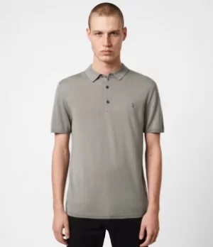 Image of AllSaints Mens Mode Merino Short Sleeve Polo Shirt, Calke Green, Size: XXL