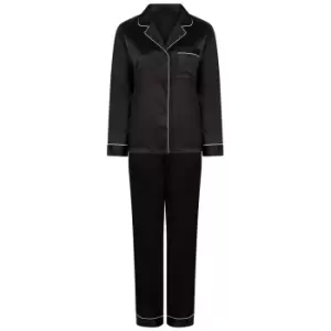 Image of Towel City Womens/Ladies Satin Long PJ Set (M/L) (Black)