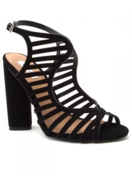 Image of Qupid Lyra high heel cage sandal Black