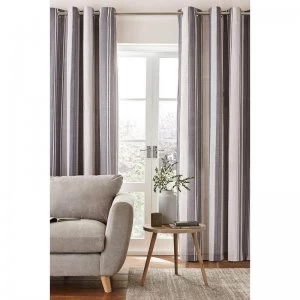 Image of Herringbone Stripe Lined Eyelet Curtains