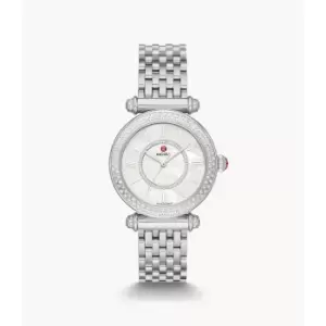 Image of Michele Womens Caber Stainless Diamond Watch - Silver