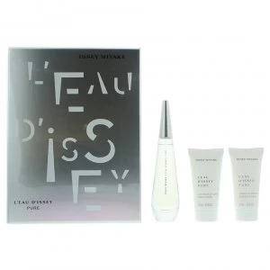 Image of Issey Miyake LEau DIssey Pure Gift Set 50ml Eau de Parfum + 50ml Body Lotion + 50ml Shower Gel