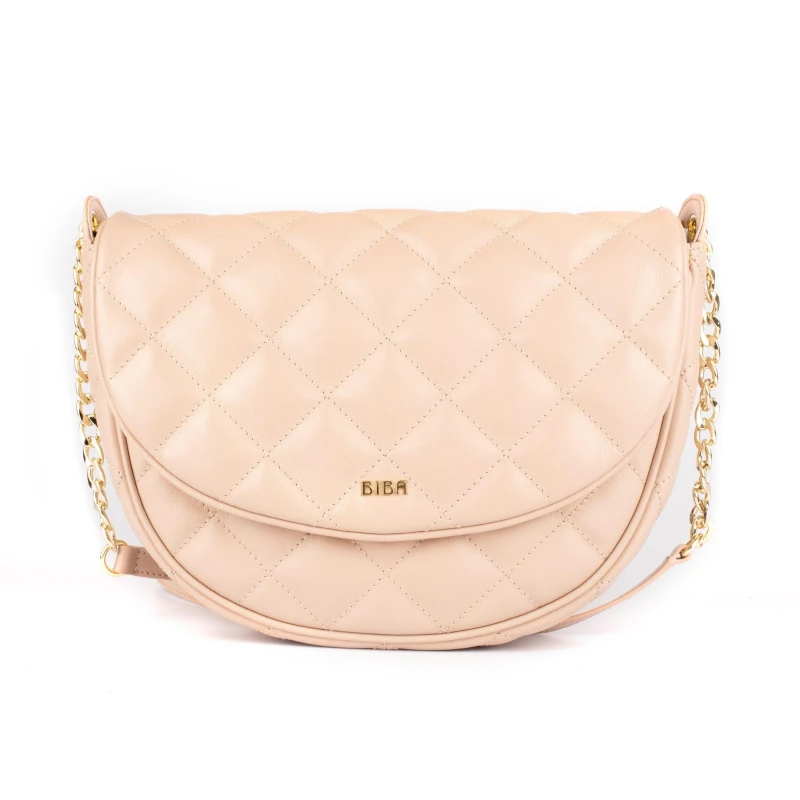 Image of Biba Biba Leather Quilted Shoulder Bag - Neutral Neutral One Size