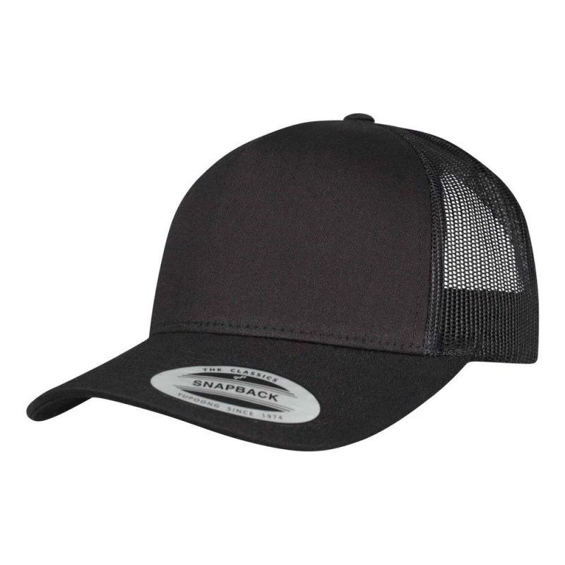 Image of Flexfit Mens Retro 5 Panel Trucker Cap in Black Male One Size