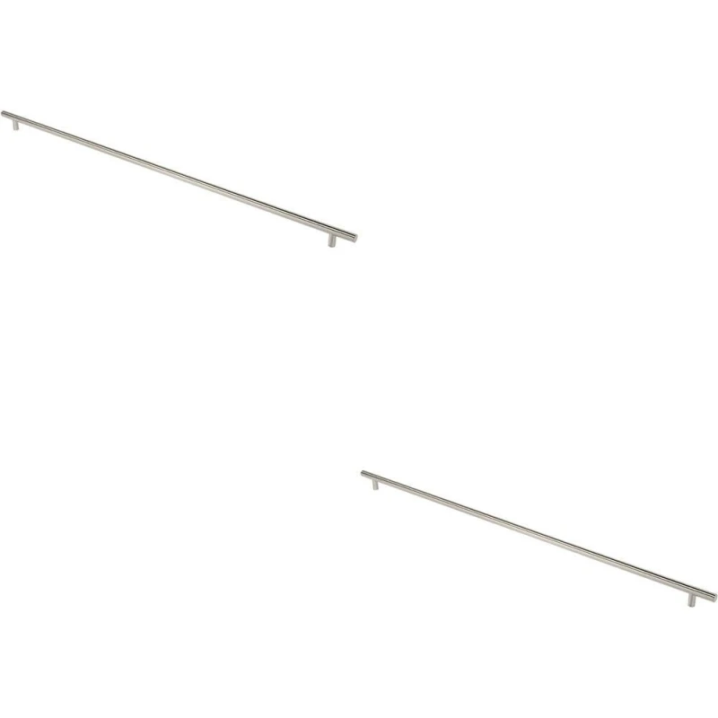 Image of Loops 2x Straight T Bar Pull Handle 1800 x 30mm 1630mm Fixing Centres Satin Steel Metallics unisex