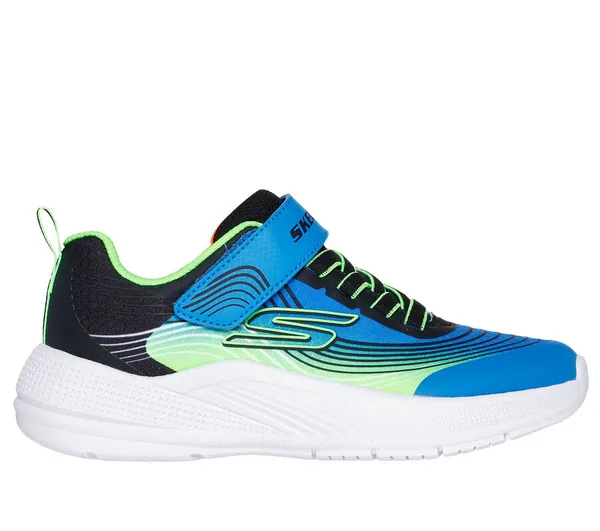 Image of Skechers Boys Microspec Advance Trainers UK Size 4 (EU 37) Blue Lime SKE2384-BLLM-4