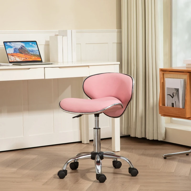 Image of HOMCOM Office Chair Beauty Salon Rolling Technician Stool Chair Pink - Pink TJ Hughes 5056725554422