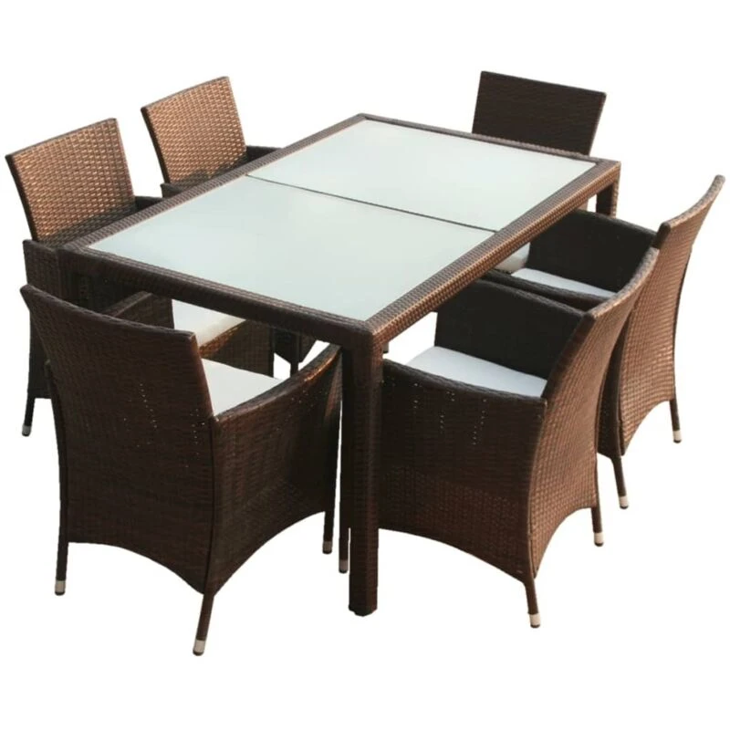 Image of vidaXL 13 Piece Garden Furniture Set Poly Rattan Brown