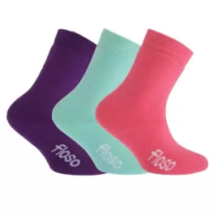 Image of FLOSO Childrens Boys/Girls Winter Thermal Socks (Pack Of 3) (UK Shoe: 9-12, EUR 26-31 (5-7 years)) (Pink/Purple/Teal)