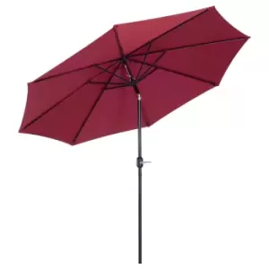 Image of Outsunny Patio Umbrella Outdoor Sunshade Canopy With Tilt And Crank - Wine Red