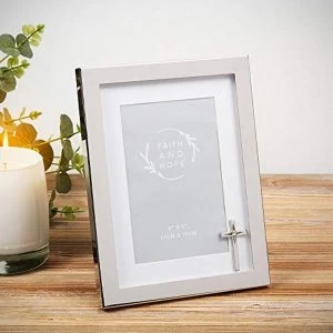Image of 4" x 6" - Faith & Hope Silver Plated Frame with Crucifix
