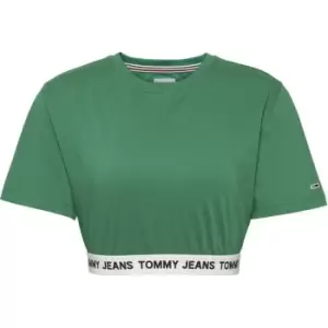 Image of Tommy Jeans Tjw Crop Logo Waistband Ss - Green