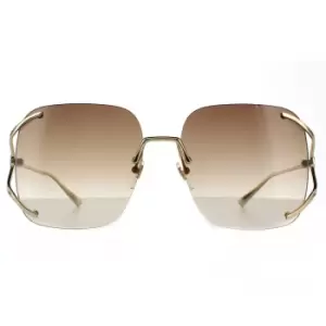 Image of Square Gold Brown Gradient Sunglasses