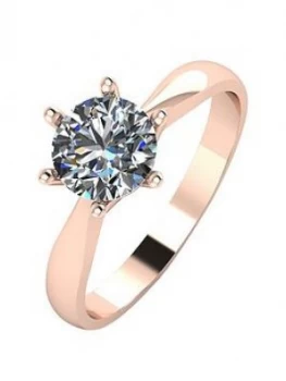 Image of Moissanite 9ct Rose Gold 1 Carat Solitaire Moissanite Ring, Rose Gold, Size H, Women