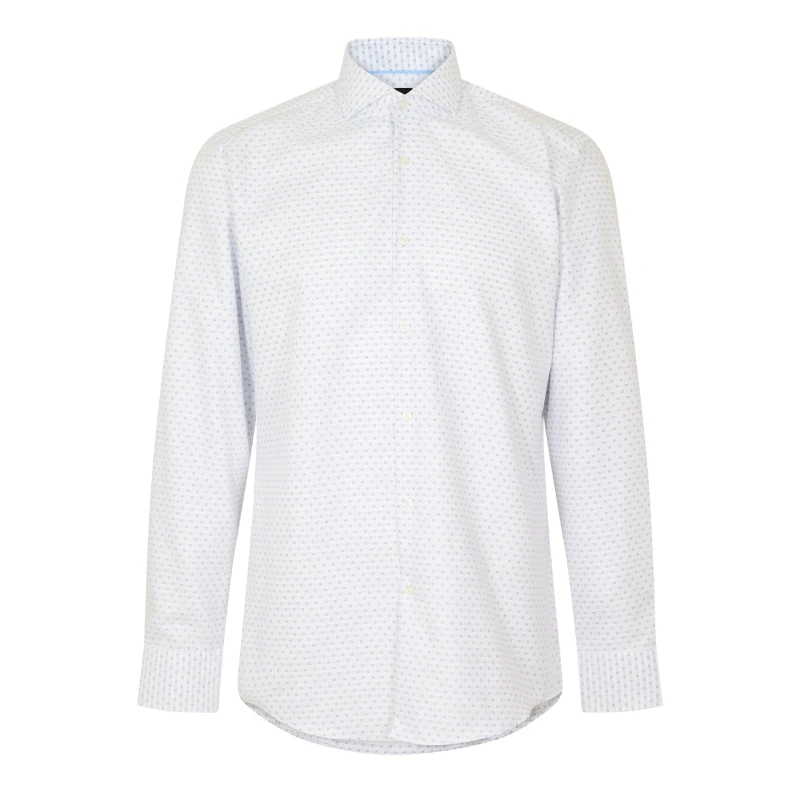 Image of Boss Mens H Hank Long Sleeve Oxford Shirt White male 14.5 inch