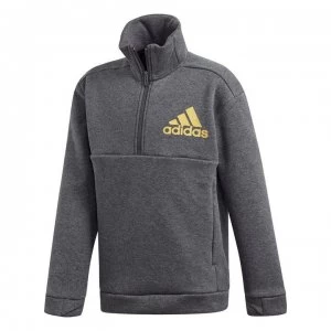 Image of adidas ID Holiday Hoodie Junior - Dark Grey/Gold