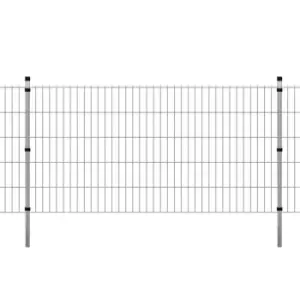Image of Vidaxl 2D Garden Fence Panel & Posts 2008X1030 Mm 2m Silver