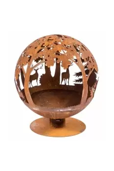 Image of Decorative Fire Pit Globe with Laser Cut Woodland Scene