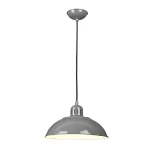 Image of 1 Bulb Ceiling Pendant Light Fitting Grey LED E27 60W Bulb