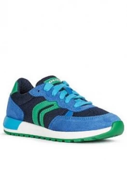 Image of Geox Boys Alben Lace Up Trainers - Blue/Green