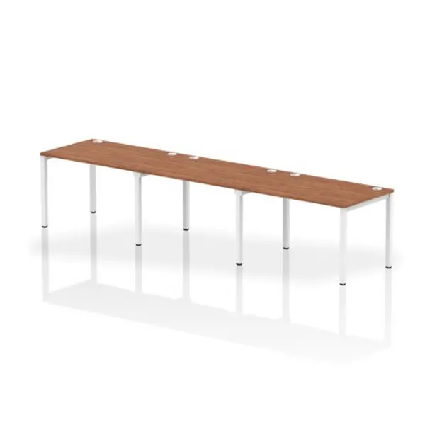Image of Impulse Bench Single Row 3 Person 1200 White Frame Office Bench Desk Walnut