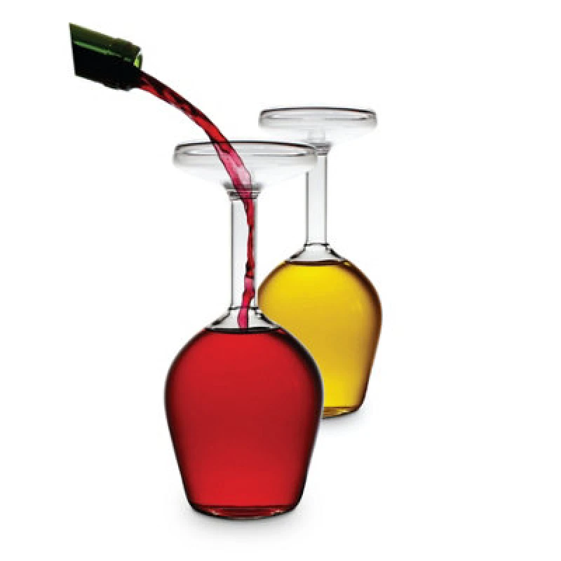 Image of Find Me A Gift Find Me A Gift Set of 2 Upside Down Wine Glasses Multi One Size Unisex 5050341200589
