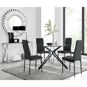Image of Cascina Dining Table and 4 Black Milan Black Leg Chairs - Black