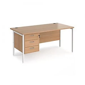 Image of Dams International Maestro 25 Rectangular Home Desk with 3 Drawer Pedestal Wood Walnut, White 1600 x 725 x 800 mm