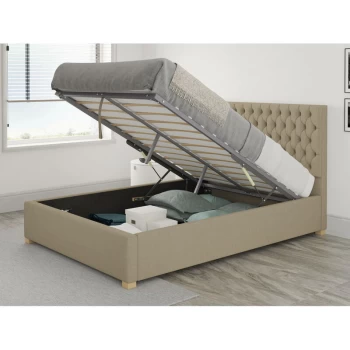 Image of Monroe Ottoman Upholstered Bed, Eire Linen, Natural - Ottoman Bed Size Single (90x190)