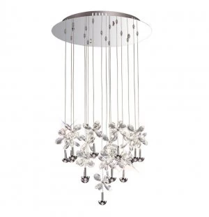 Image of Ceiling Cluster Pendant Round 16 Light 4000K LED Polished Chrome, Crystal