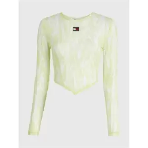 Image of Tommy Jeans Psychedelic Mesh Top Ls - Yellow