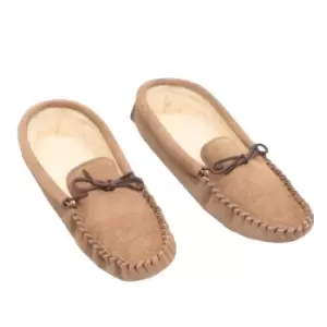 Image of Mokkers Mens Jake Real Suede Moccasin Slippers (9 UK) (Light Taupe)