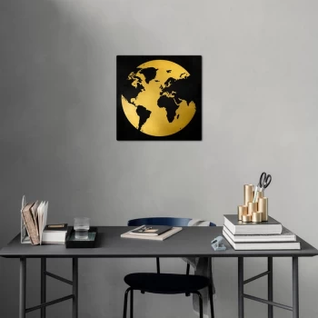 Image of My World 2 - Gold Gold Black Decorative Metal Wall Accessory