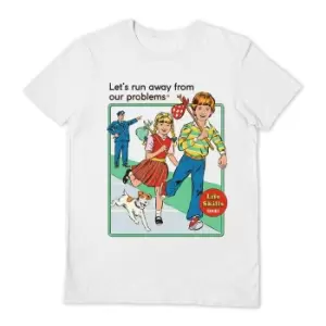 Image of Steven Rhodes Mens LetA's Run Away T-Shirt (L) (White)