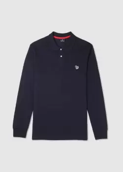 Image of Paul Smith Mens Reg Fit Ls Zebra Polo Shirt In Navy