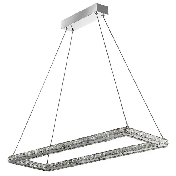 Image of Clover Rectangular Pendant Chrome, Clear Glass